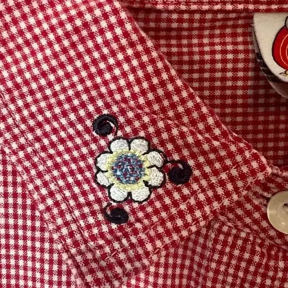 Tweety Bird 26/28 Womens Button Up Red White Plaid Looney Tunes Floral Collared - Picture 4 of 10
